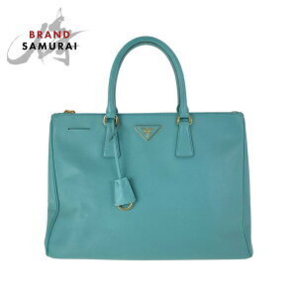 Prada Galilea bag green logo Green triangle tote leather plate Saffiano - Picture 2 of 10